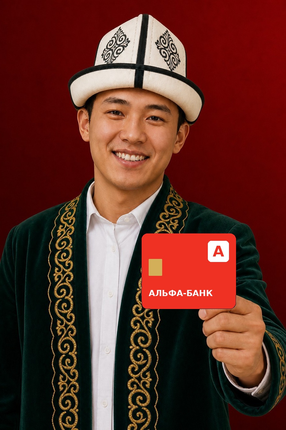 Человек держит дебетовую карту Альфа-Банк